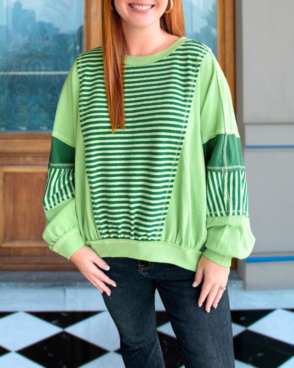 Fashionable Stripe Mix Sweatshirt