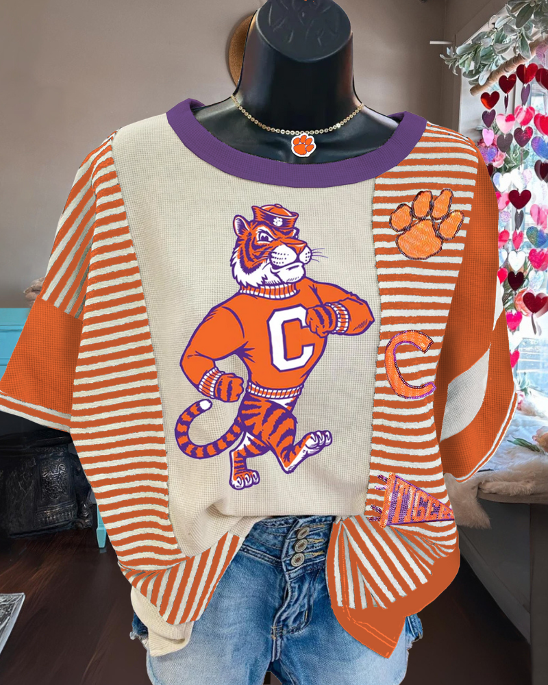 Clemson Tiger Sequin Stripe T-shirt