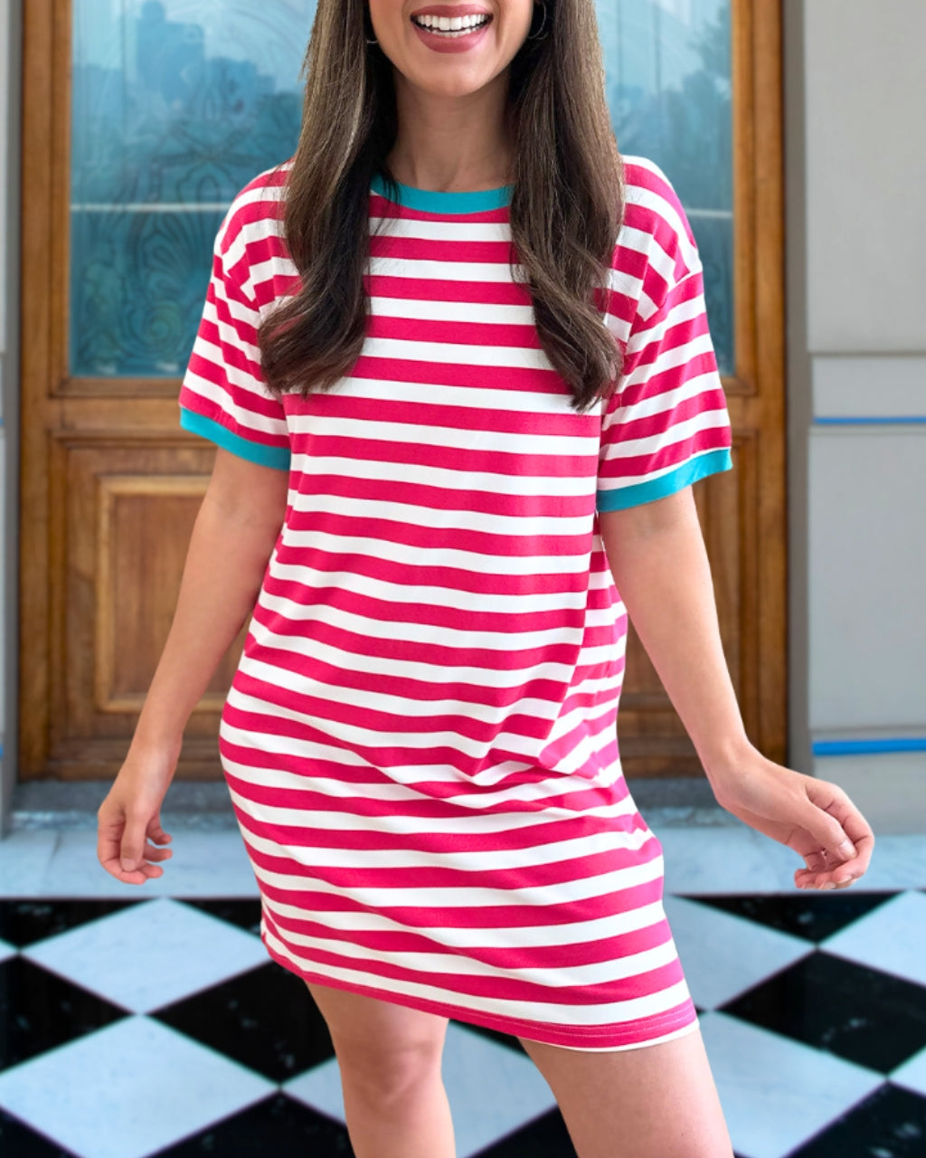 Short Sleeve Striped Dress