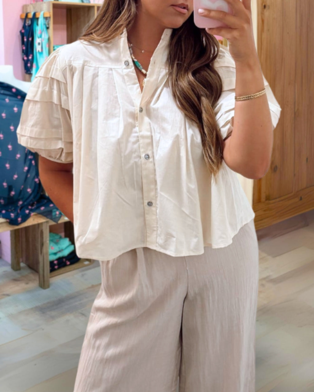 Linen Pleated Top