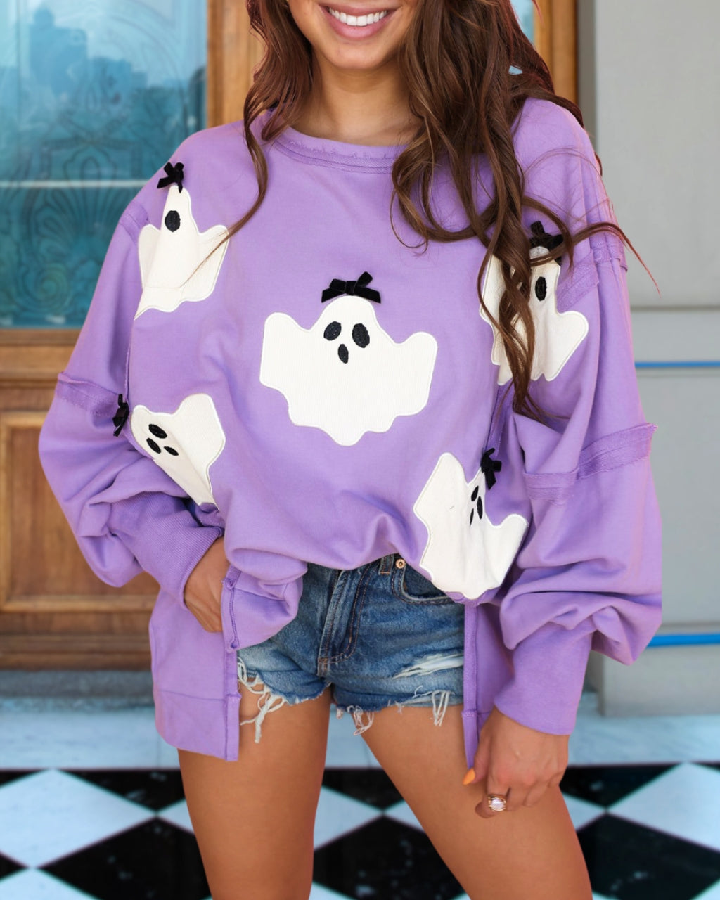 Bow Accented Ghost Sweatshirt