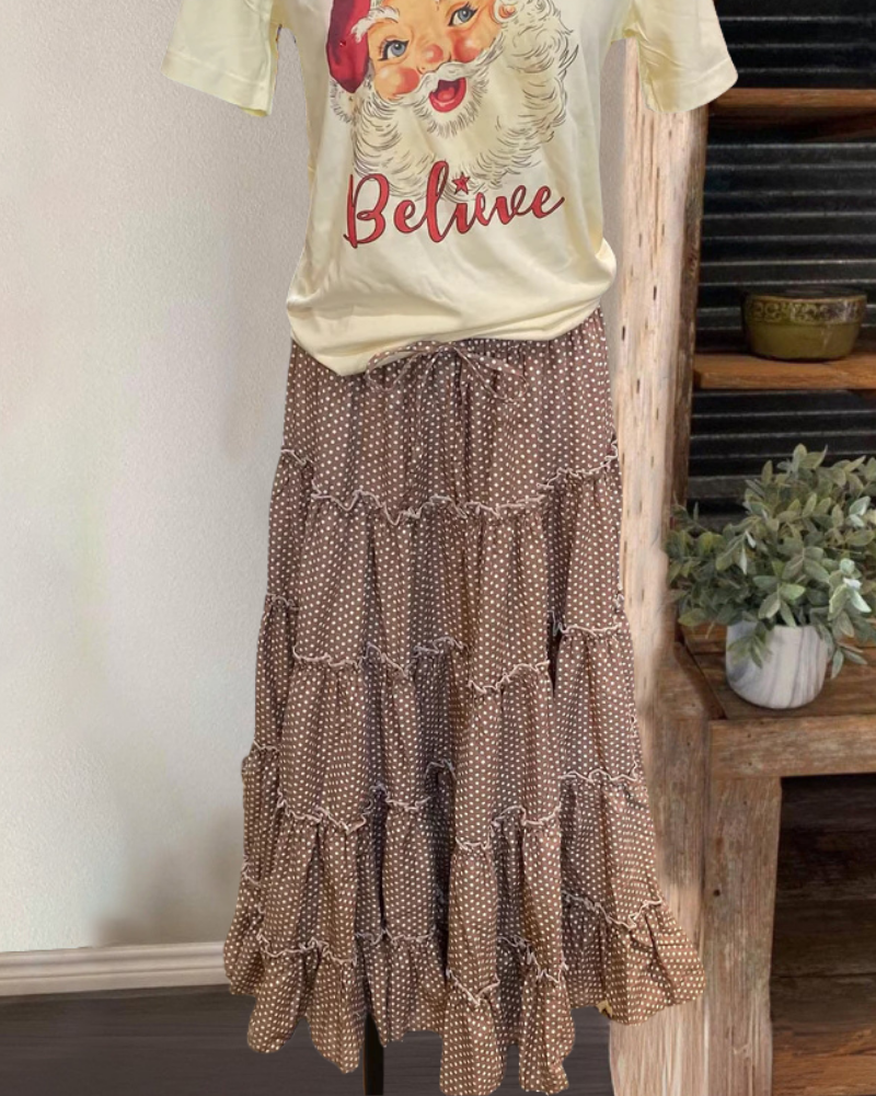 Polka Dot Layered Midi Skirt