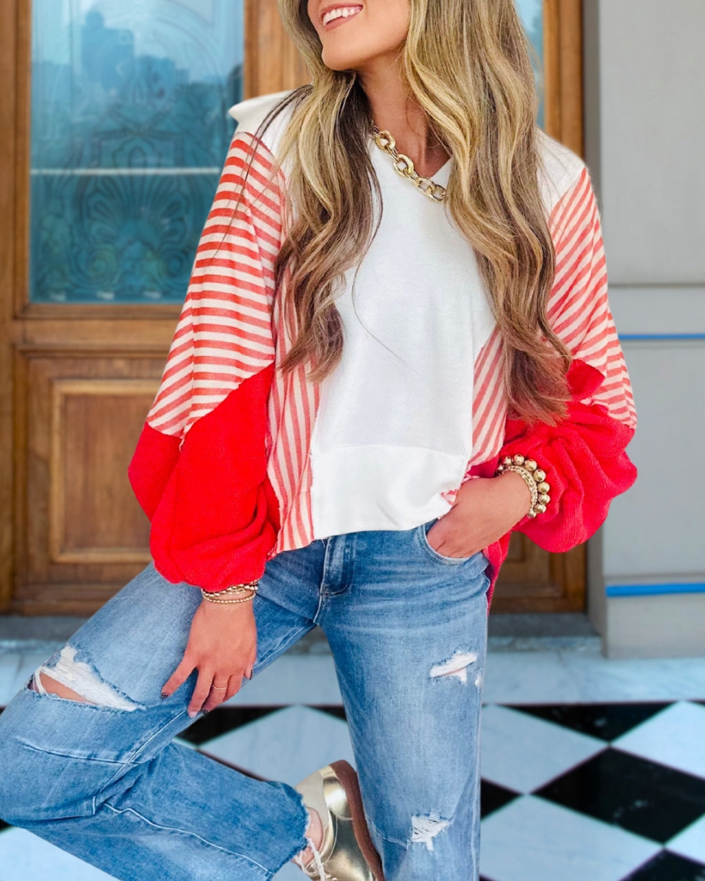 Fashionable Stripe Mix Pullover