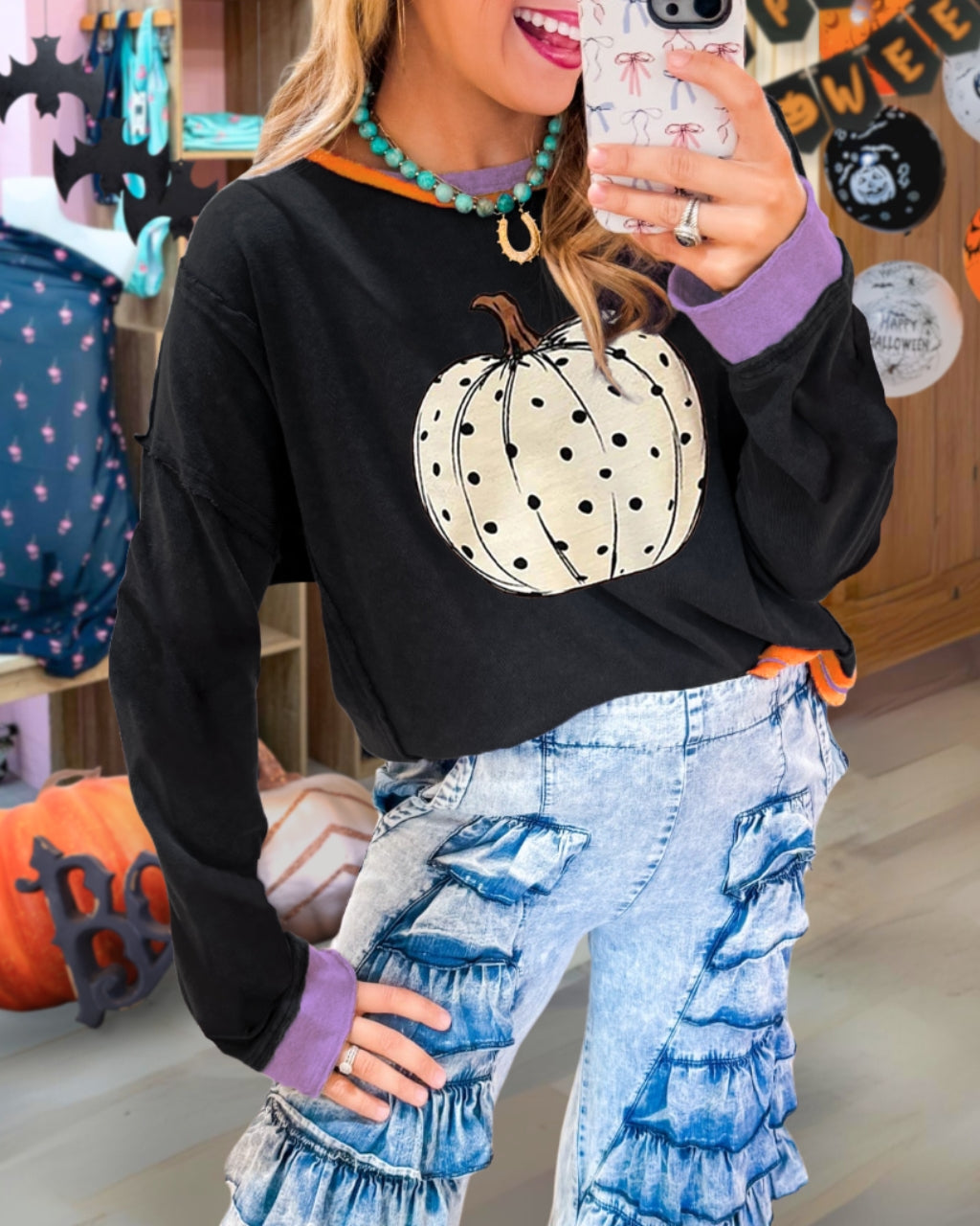 Polka Dot Pumpkin Sweatshirt