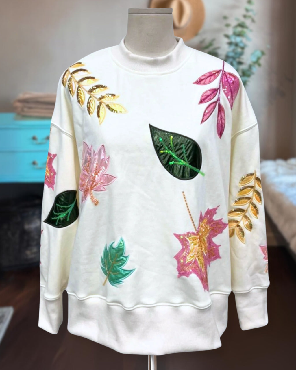 Sequin Fall Leaves Sweatshirt