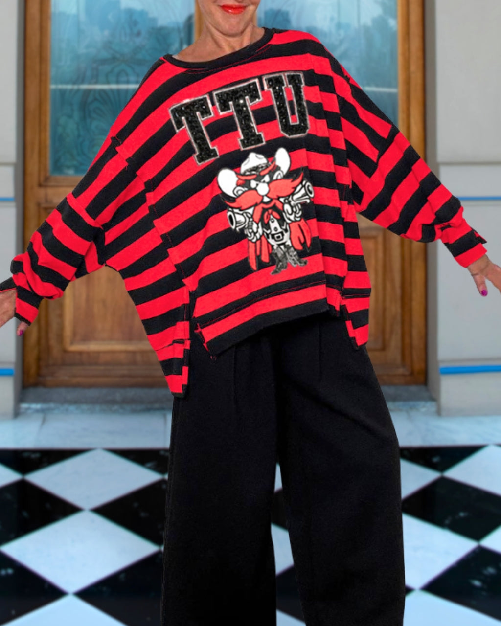 TTU Raiders Sequin Striped Pullover