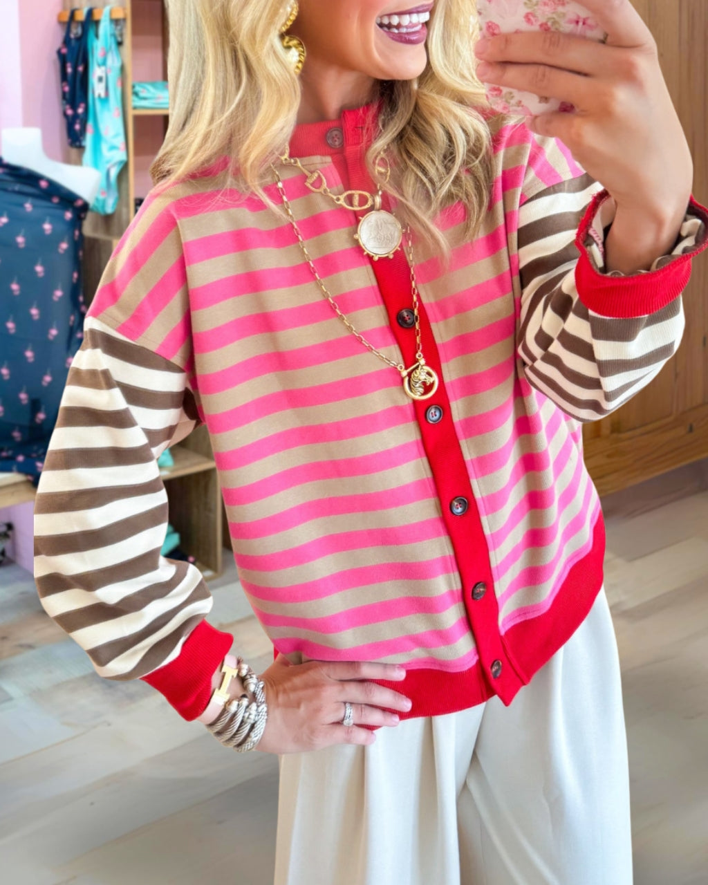 Playful Striped Casual Cardigan