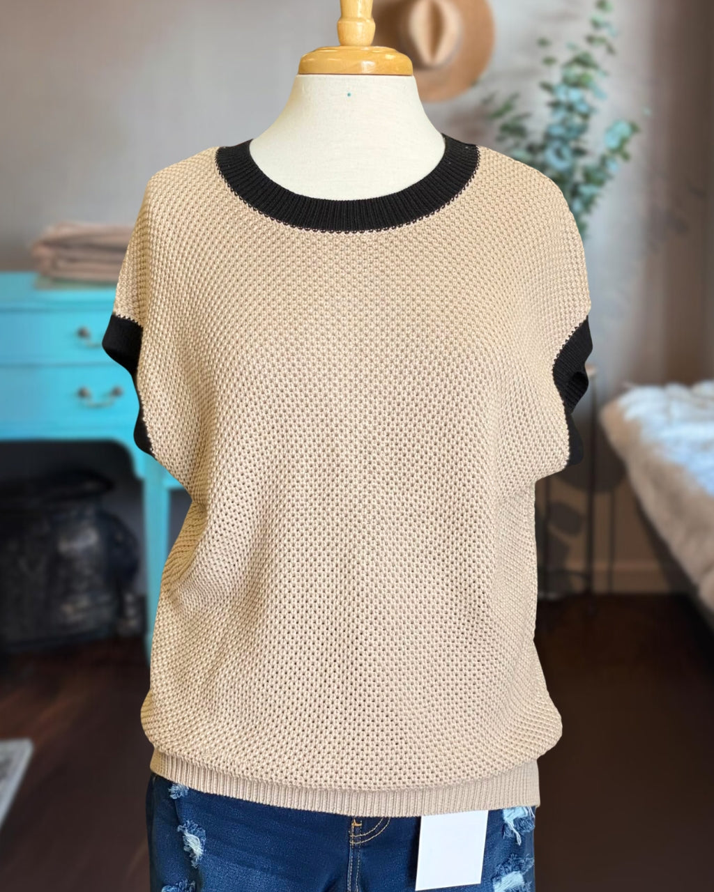 Knitted Cap Sleeve Top