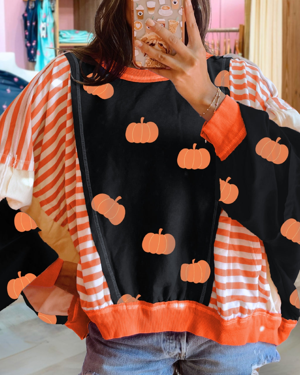 Cool Multi Design Pumpkin Sweatshirt