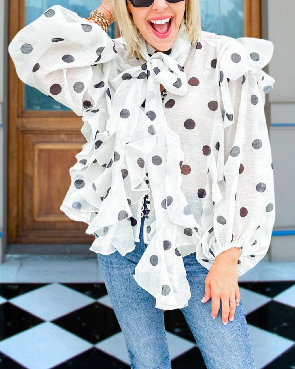 Ruffled Polka Dot Top