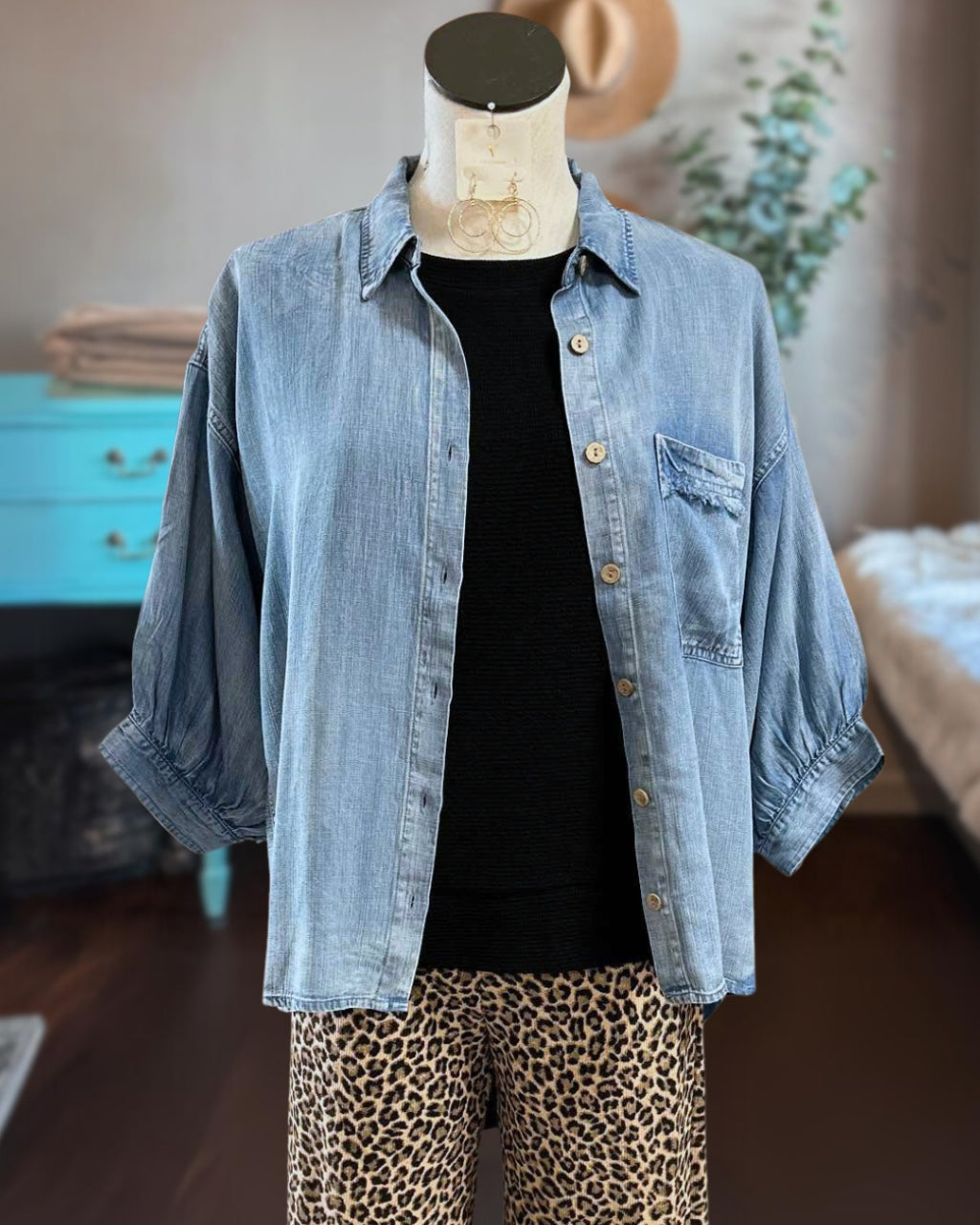 Casual Half Sleeve Denim Shirt