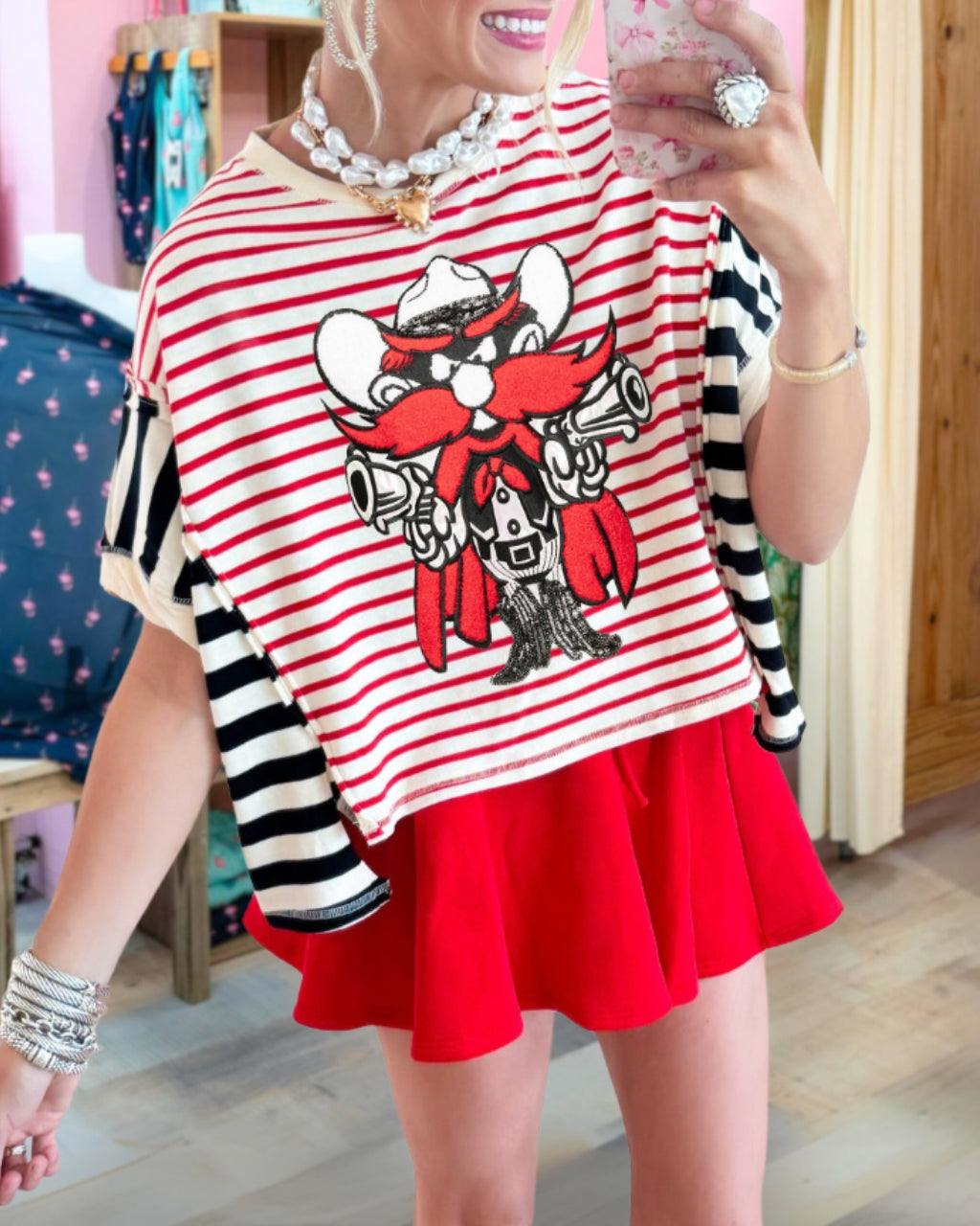 Sequin Raider Character Striped Top