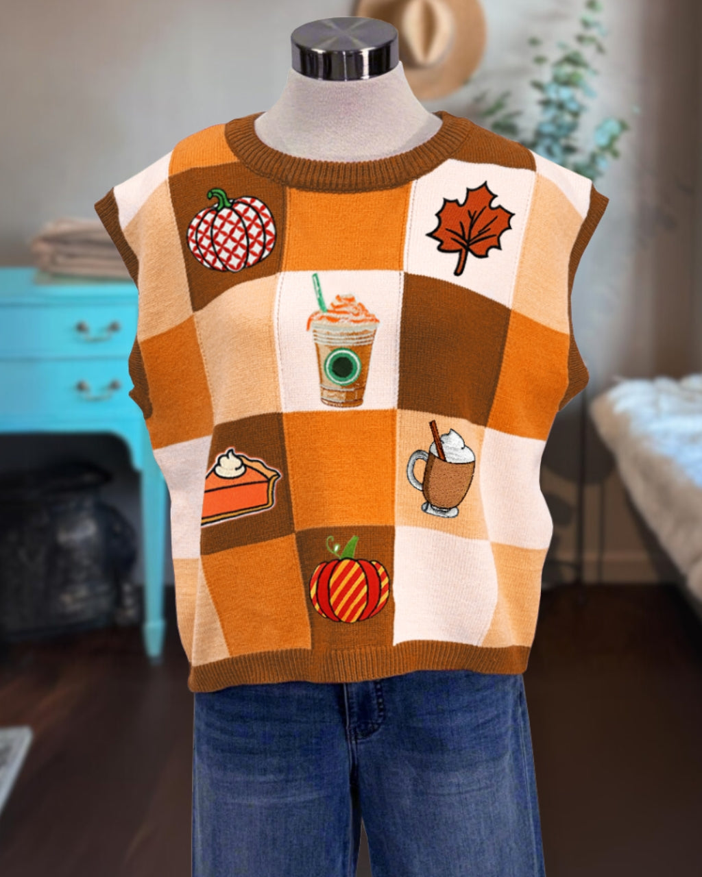 PSL Embroidered Checkered Vest