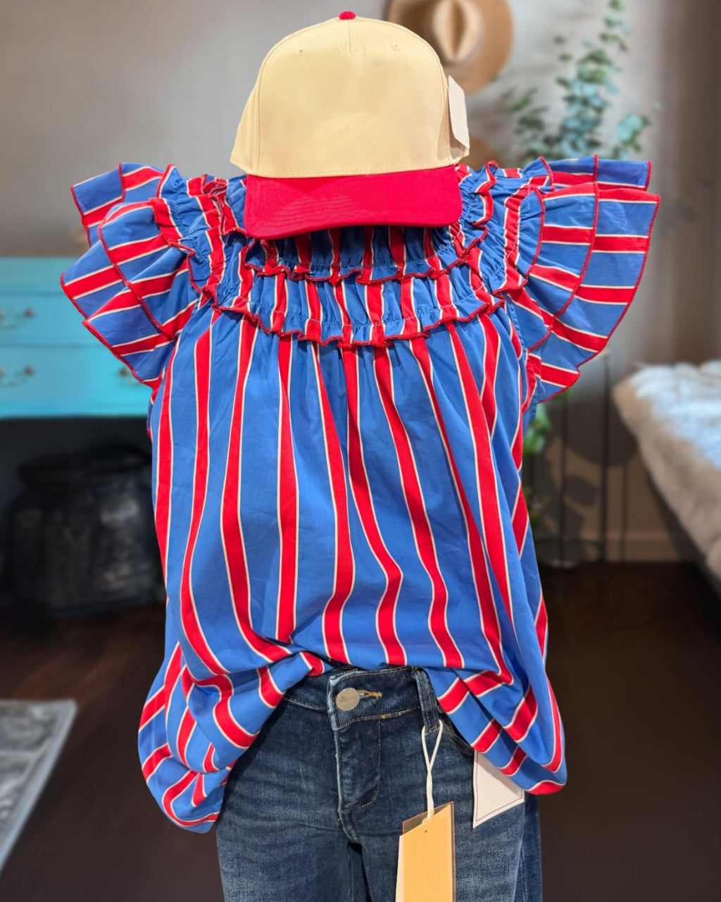 Pop Ruffle Stripe Top