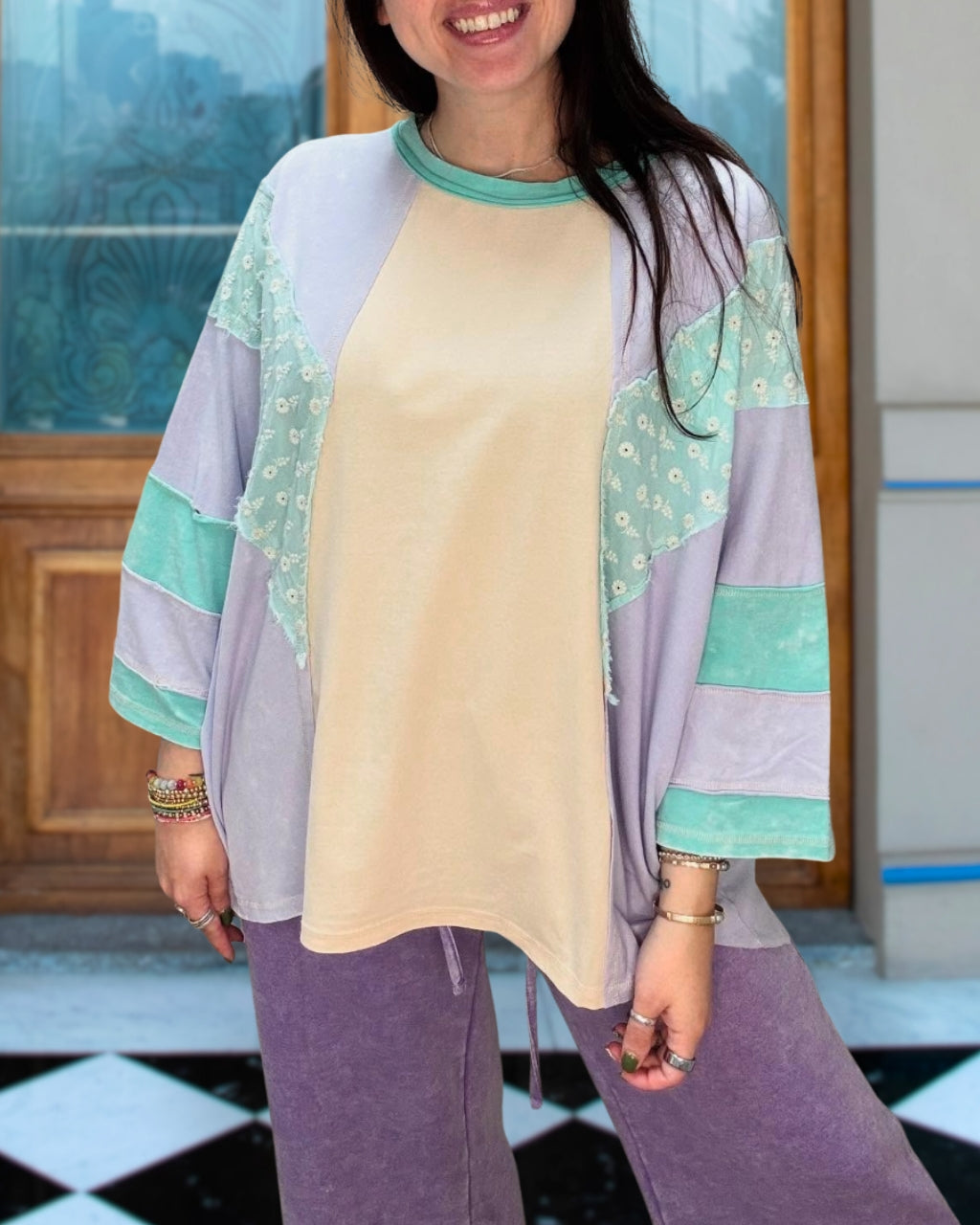 Floral Patchwork Relaxed Top