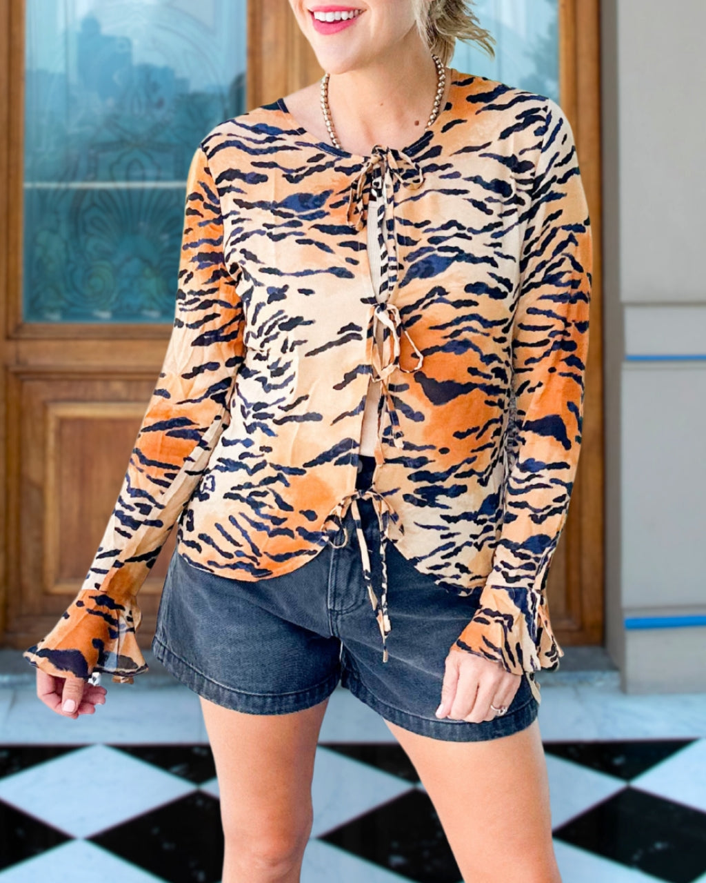 Wild Tie-Front Tiger Top