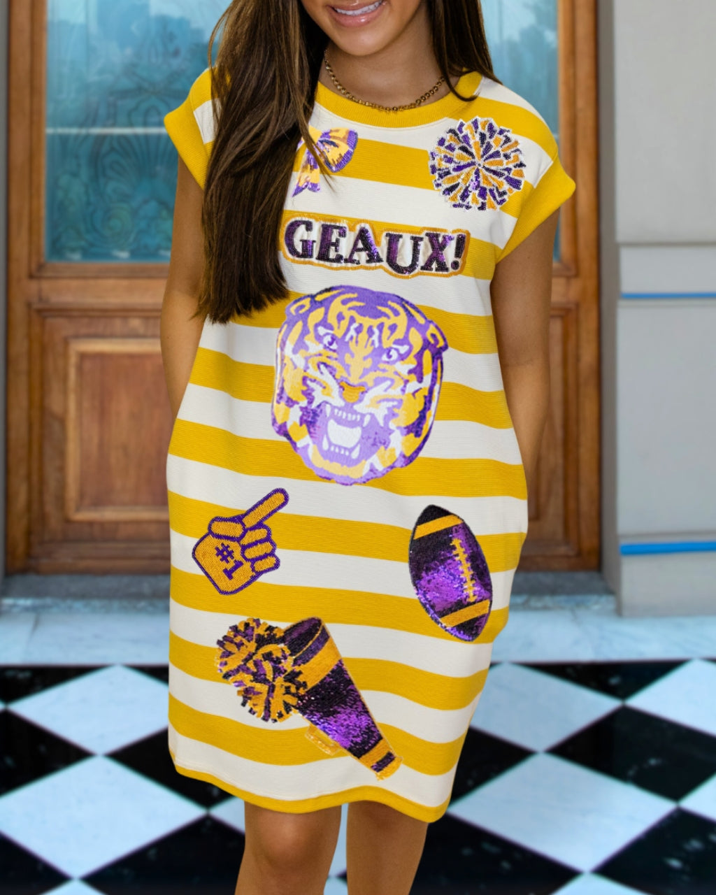 LSU Tigers Sequin Striped Dress