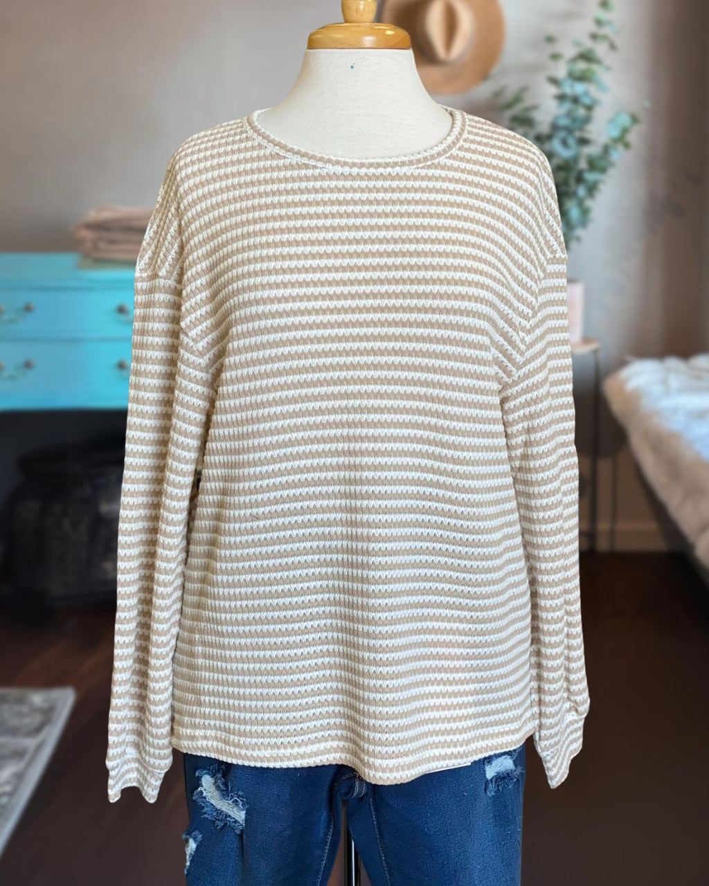 Cozy Textured Stripe Pullover