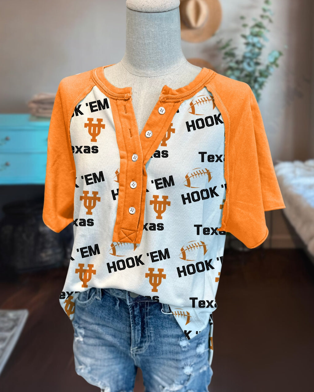 Texas Longhorn Football Henley Tee