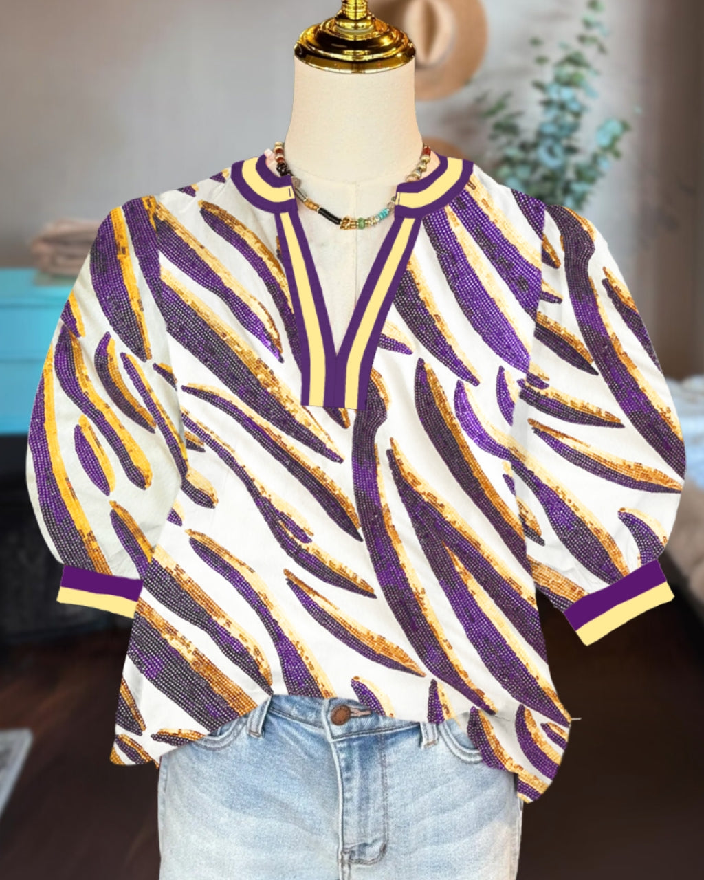 LSU Tigers Puff Sleeve Top
