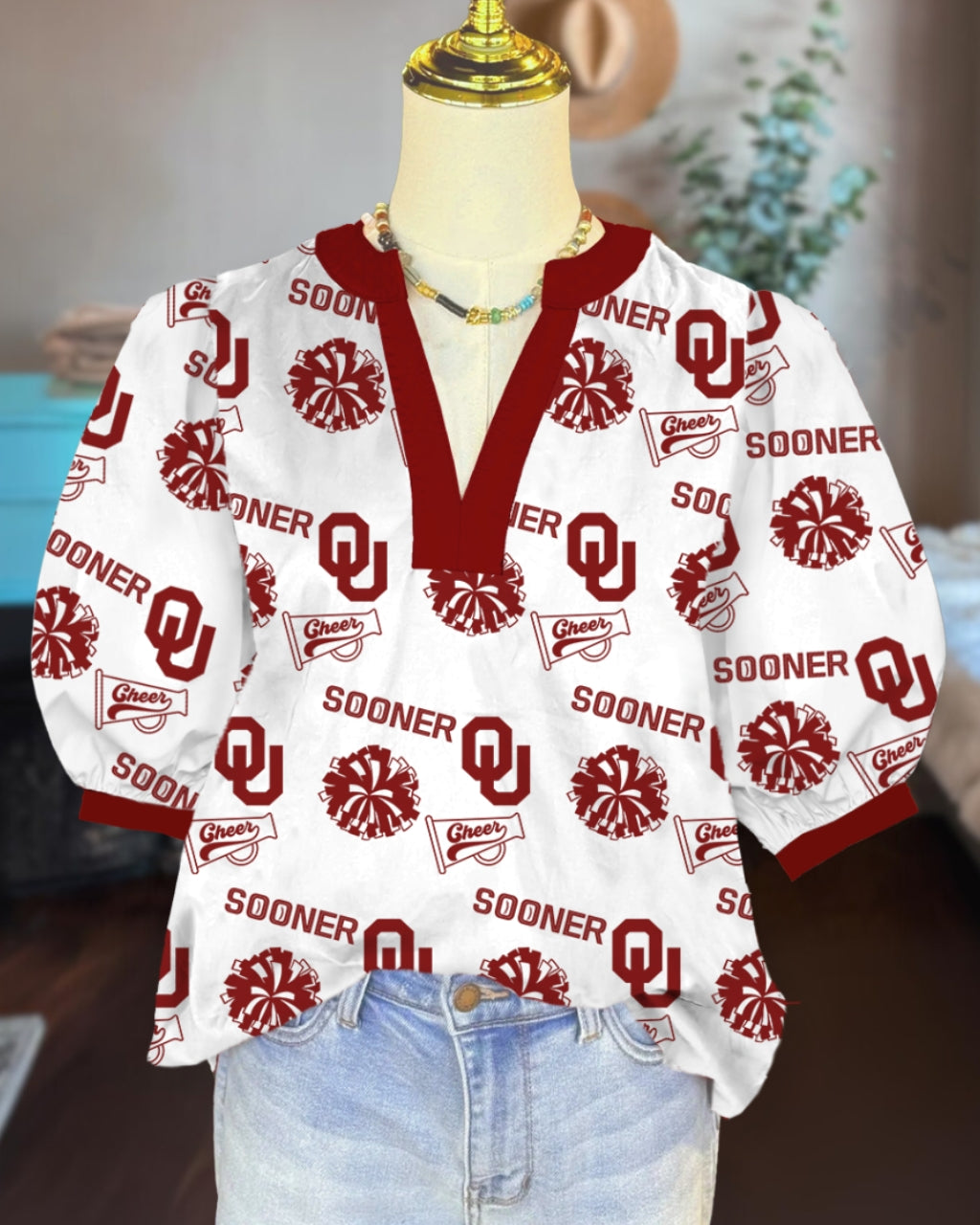 Oklahoma Sooners Print Satin Top