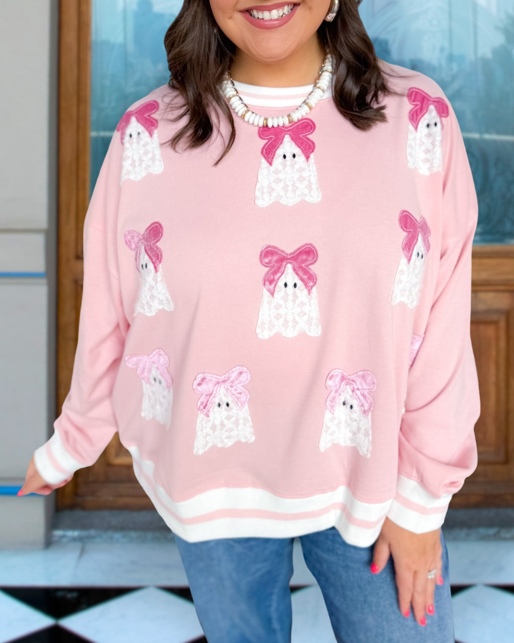 Girly Ghost Embroidered Pullover