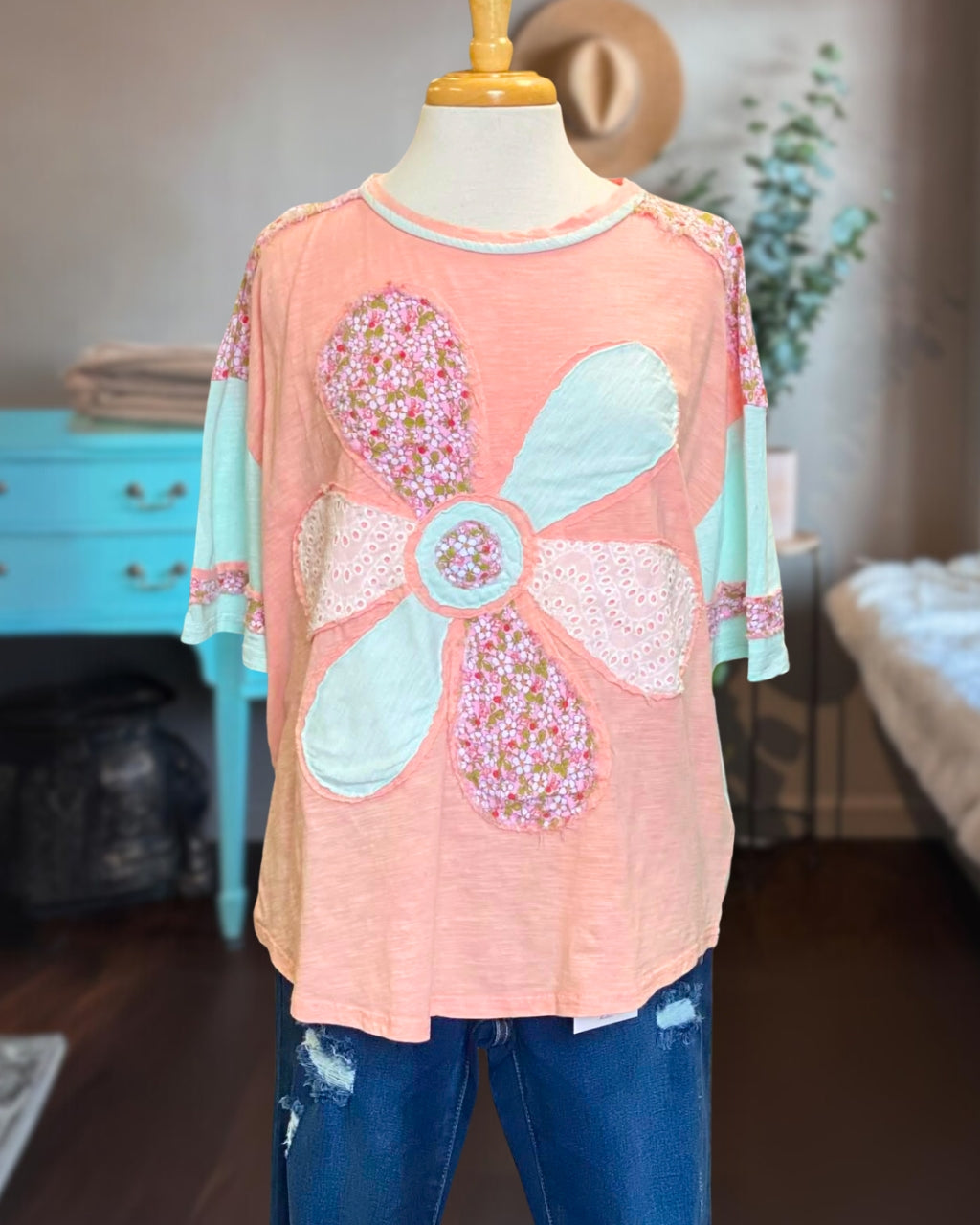Oversize Floral Patch Tee