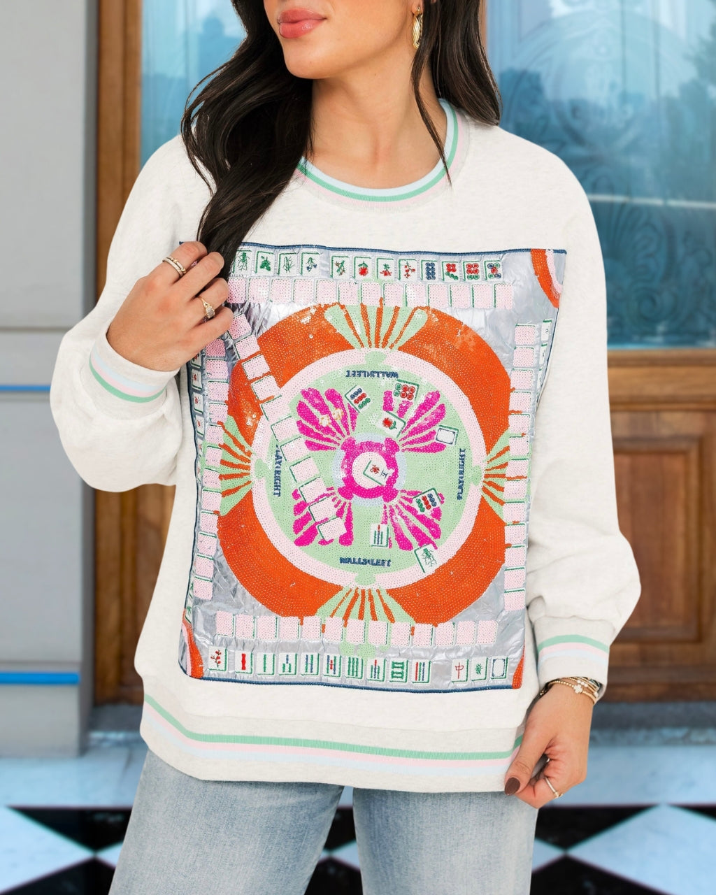 Chic Mahjong Sparkle Sweatshirt