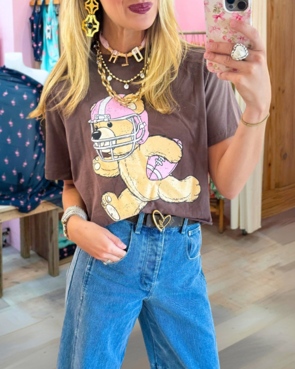 Fun Football Bear Cropped Tee