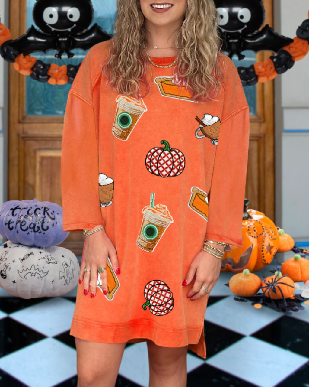 Sequin Pumpkin Spice Latte Dress