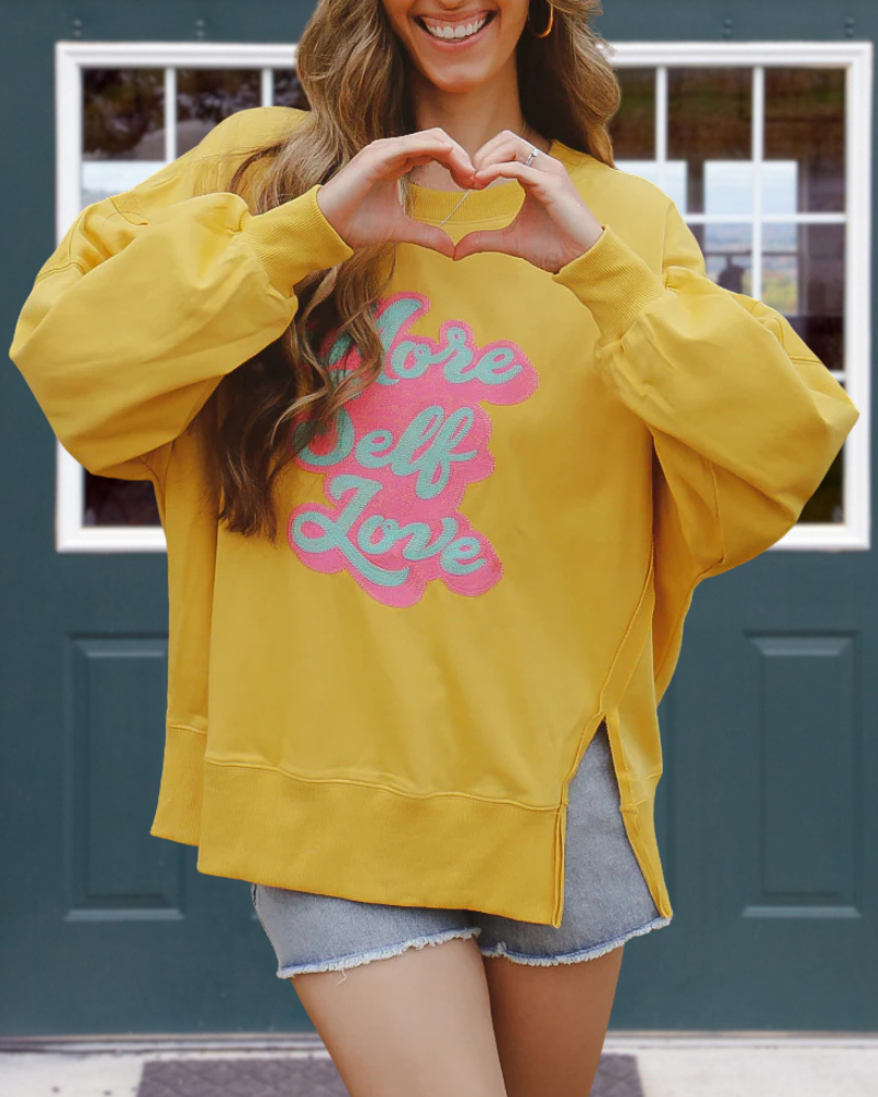 More Self Love Print Pullover