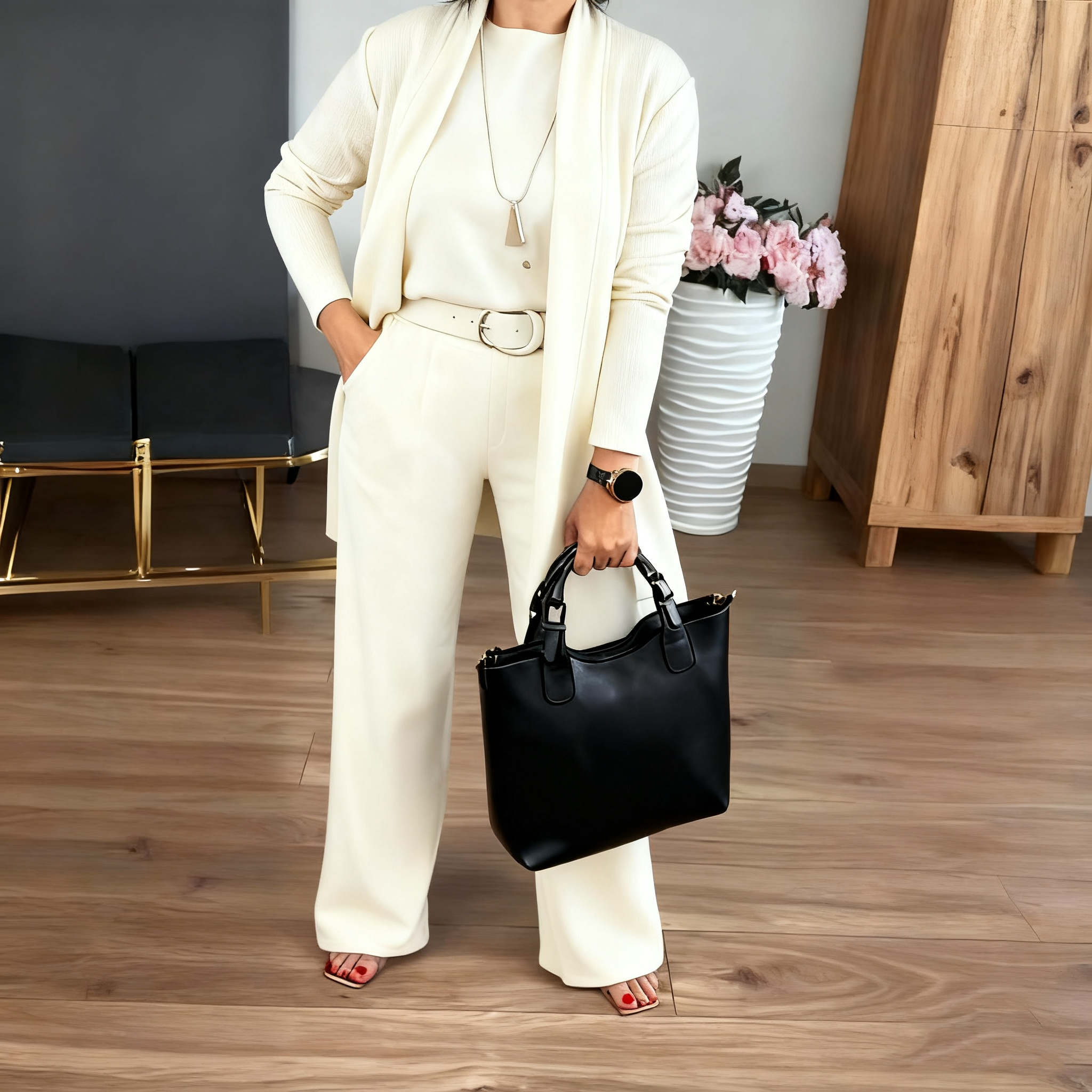 🎄 Christmas Spectacular: 50% Off 🎄 Grab the Elegant Longline Cardigan 3-Piece Set Now