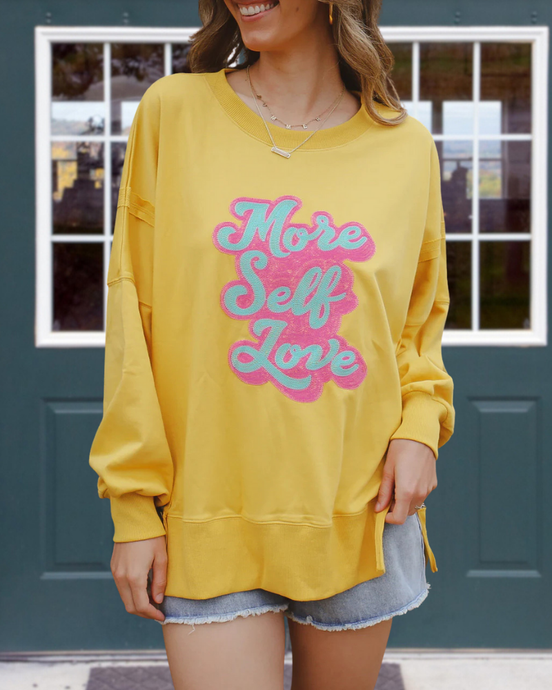 More Self Love Print Pullover