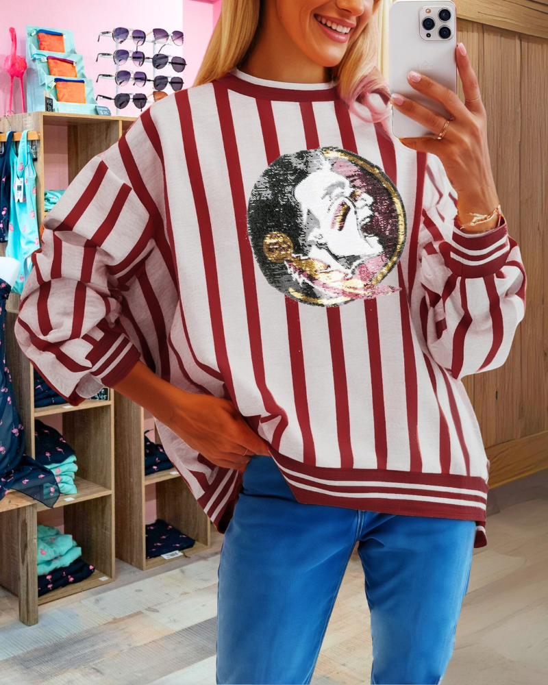 FSU Sequin Striped Sweatshirt