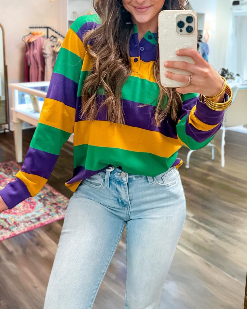 Mardi Gras Striped Top