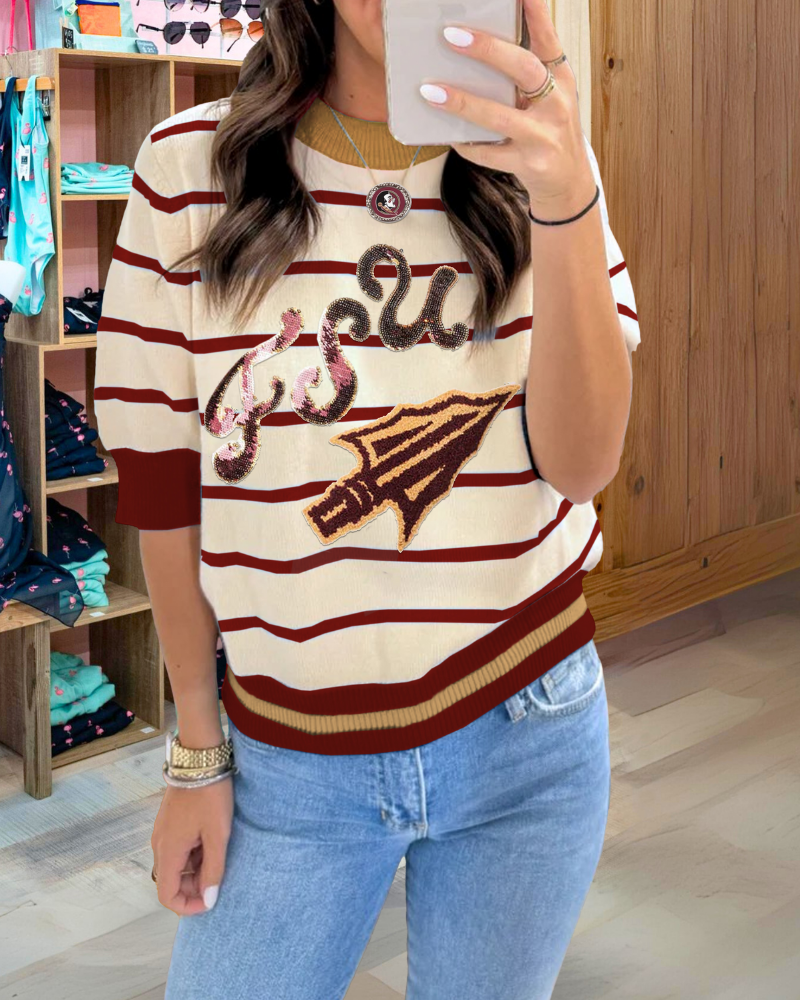 FSU Sequin Stripe Sweater