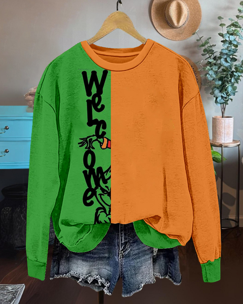 Halloween Welcome Colorblock Sweatshirt