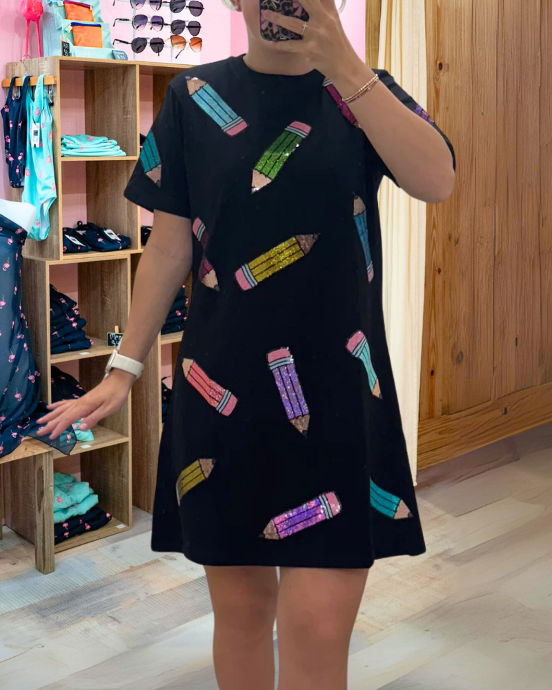 Scattered Pencil Sequin Dress