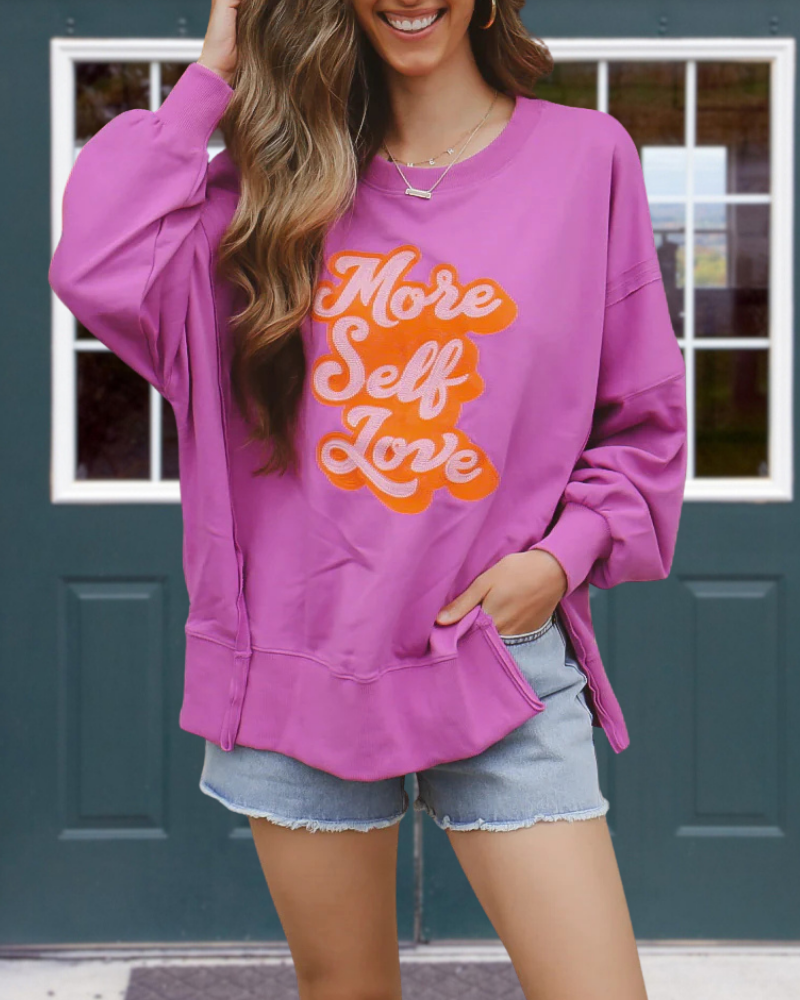 More Self Love Print Pullover