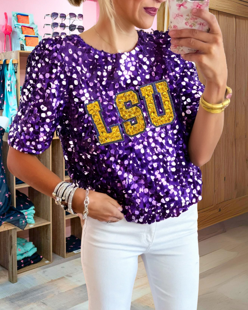LSU Sequins Top