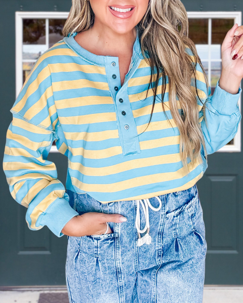 Oversized Striped Half-Open Top