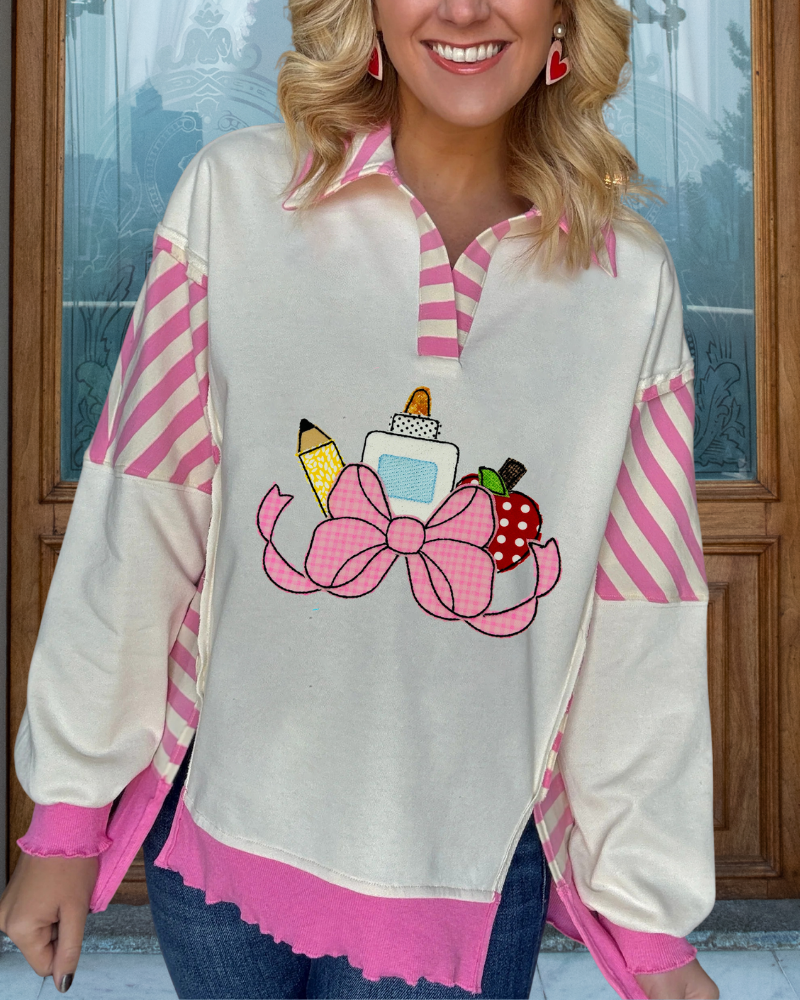 Striped Sleeve School Sweatshirt