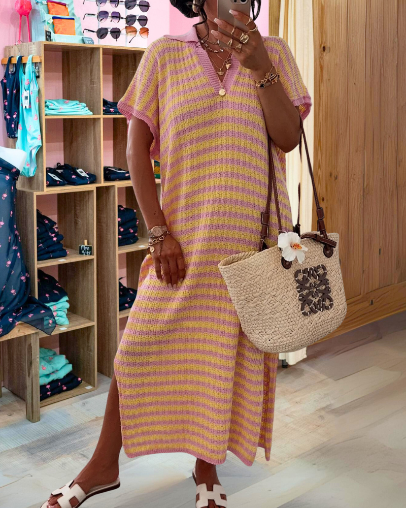 Striped Knitted Maxi Dress