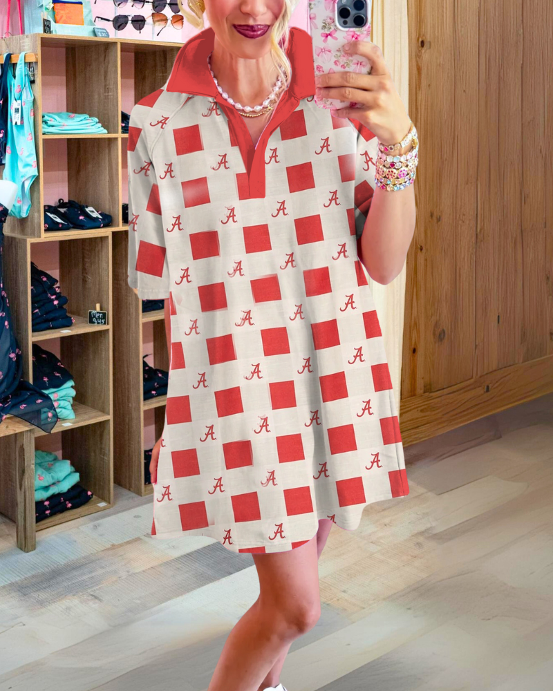 Checkerboard Letter Polo Dress
