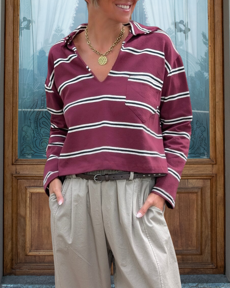 Daily Classic Stripe V-Neck Top