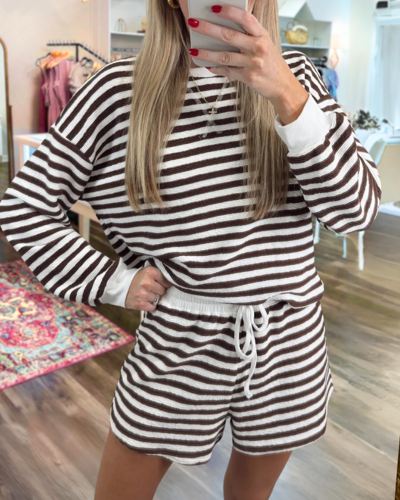 Stylish Striped Shorts Set
