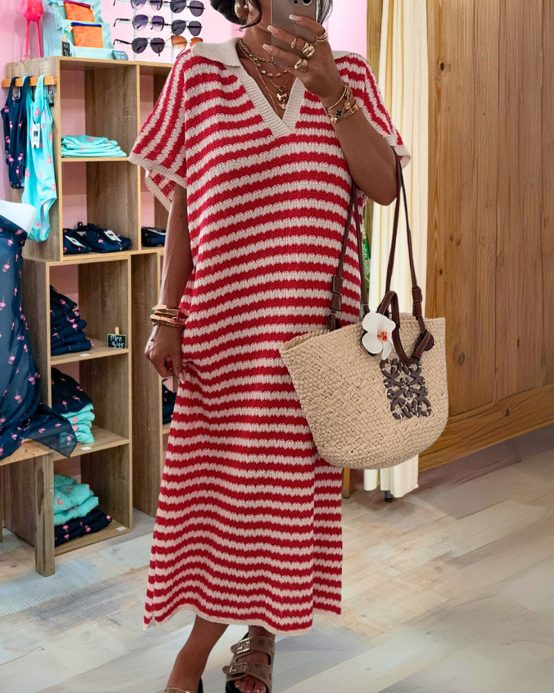 Striped Knitted Maxi Dress
