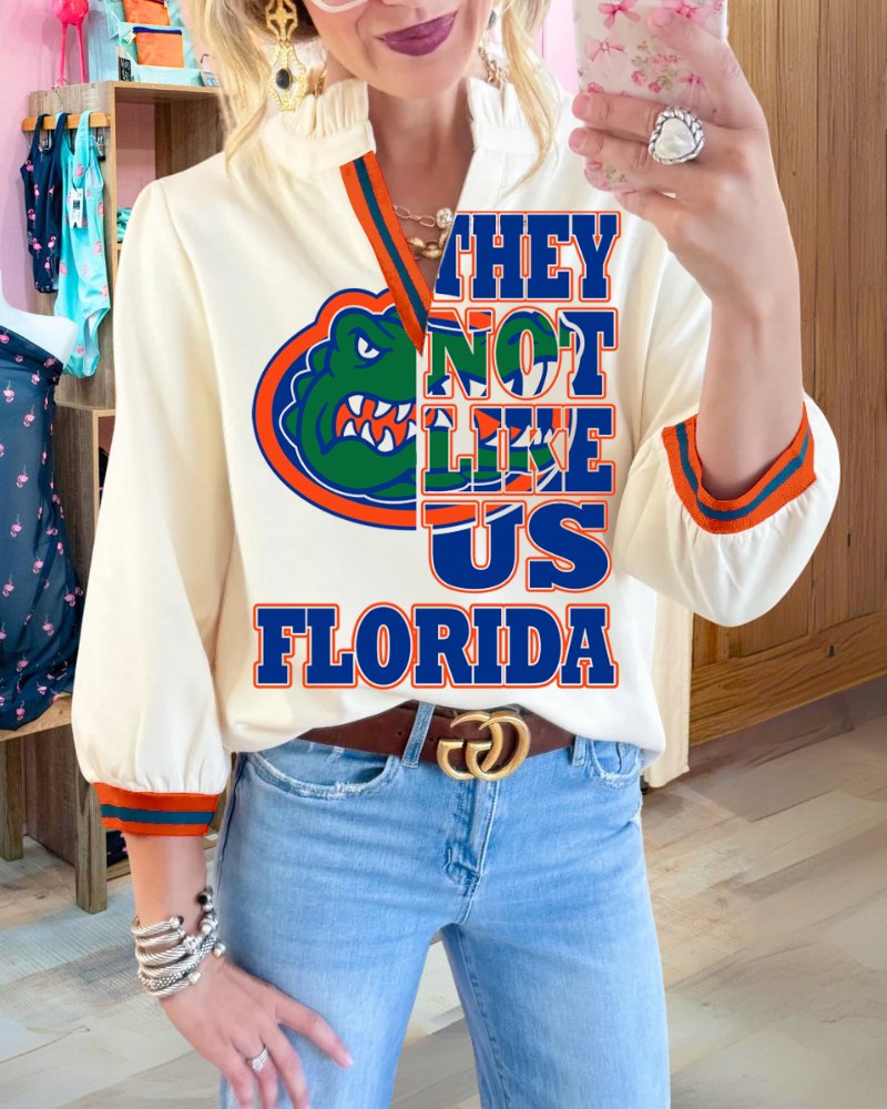 Florida Gators Ruffle V-Neck Top