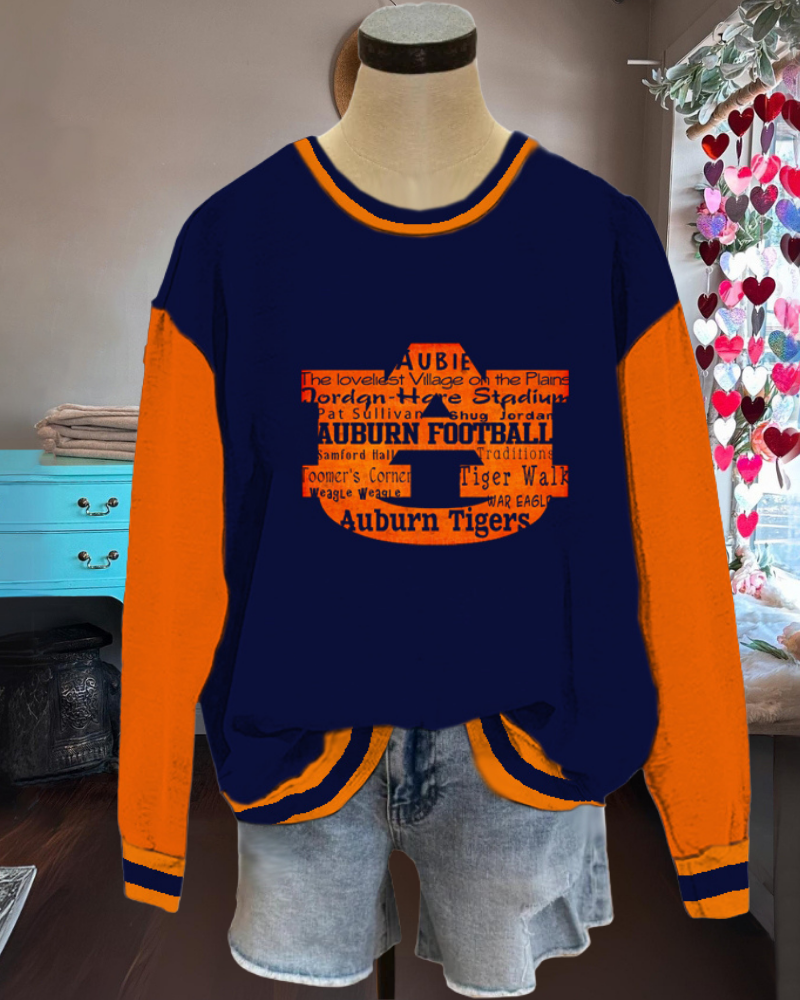 Auburn Football Stripe Trim Sweatshirt