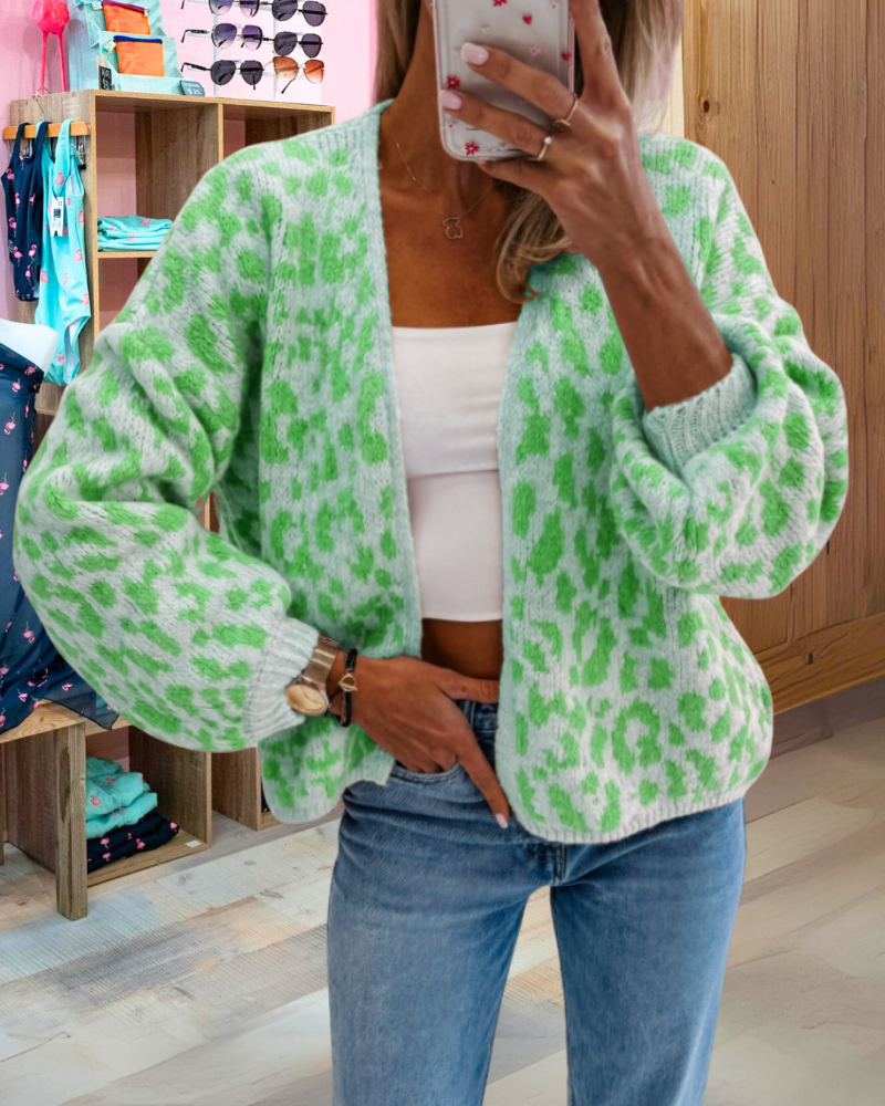 Trendy Leopard Print Cardigan